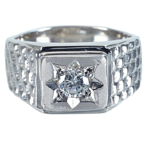 【中古】PT900 DIAMOND ダイヤモンドメンズリング D0.43ct 18.9g #17