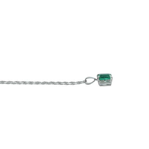 【中古】PT850 EMERALD エメラルドペンダントネックレス E1.33ct D0.16ct 2.6g