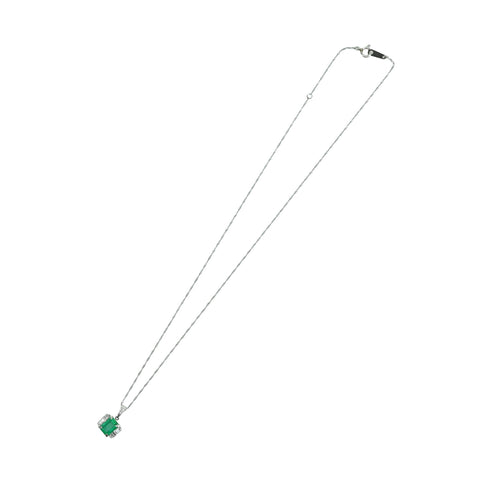 【中古】PT850 EMERALD エメラルドペンダントネックレス E1.33ct D0.16ct 2.6g