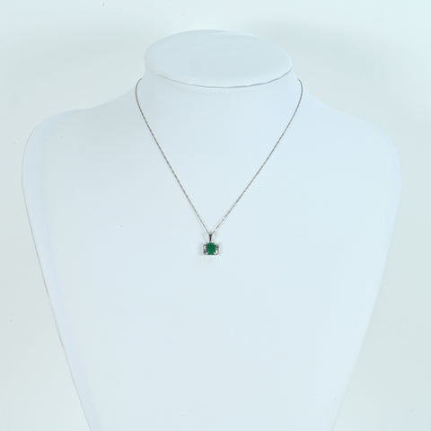 【中古】PT850 EMERALD エメラルドペンダントネックレス E1.33ct D0.16ct 2.6g