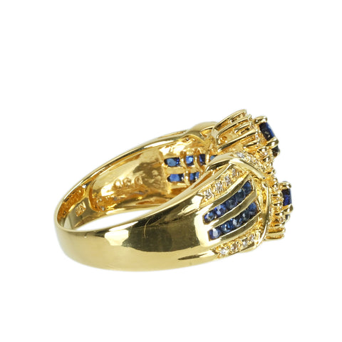 【中古】K18YG SAPPHIRE RING サファイアリング S1.05ct D0.30ct 6.1g #12.5