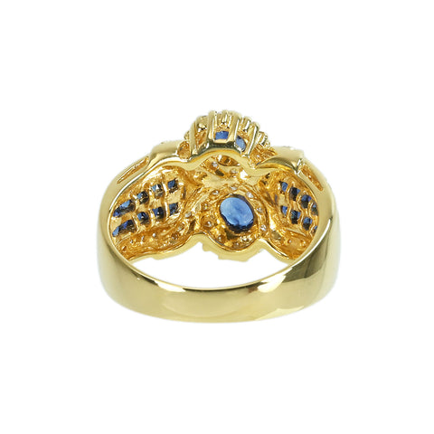 【中古】K18YG SAPPHIRE RING サファイアリング S1.05ct D0.30ct 6.1g #12.5