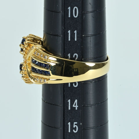 【中古】K18YG SAPPHIRE RING サファイアリング S1.05ct D0.30ct 6.1g #12.5