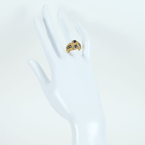 【中古】K18YG SAPPHIRE RING サファイアリング S1.05ct D0.30ct 6.1g #12.5