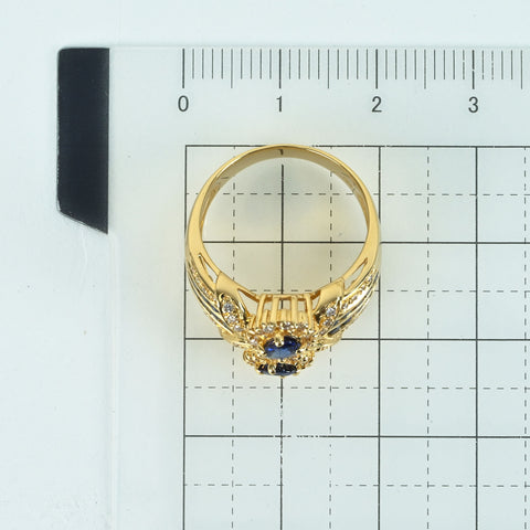【中古】K18YG SAPPHIRE RING サファイアリング S1.05ct D0.30ct 6.1g #12.5