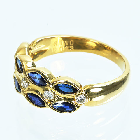 【中古】K18YG SAPPHIREサファイアリング S1.10ct D0.13ct 4.5g #12.5