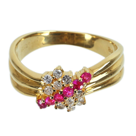 【中古】K18YG RUBY ルビーリング R0.21ct D0.16ct 4.4g #12.5