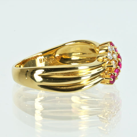 【中古】K18YG RUBY ルビーリング R0.21ct D0.16ct 4.4g #12.5