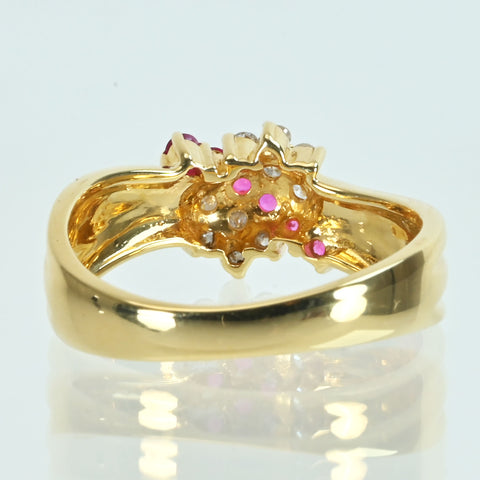 【中古】K18YG RUBY ルビーリング R0.21ct D0.16ct 4.4g #12.5