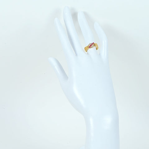 【中古】K18YG RUBY ルビーリング R0.21ct D0.16ct 4.4g #12.5