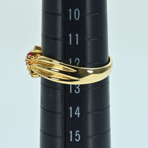 【中古】K18YG RUBY ルビーリング R0.21ct D0.16ct 4.4g #12.5