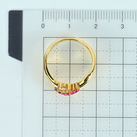 【中古】K18YG RUBY ルビーリング R0.21ct D0.16ct 4.4g #12.5