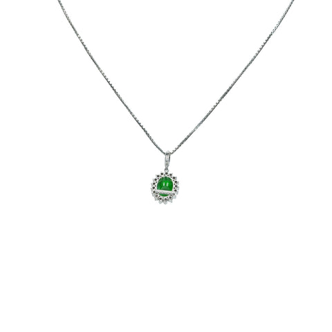 【中古】 PT850/PT900 JADEITEヒスイペンダントネックレス J0.96ct D0.23ct 5.7g