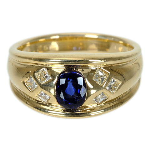 【中古】K18YG SAPPHIRE サファイアリング S0.76xct D0.28ct 9.1g #13