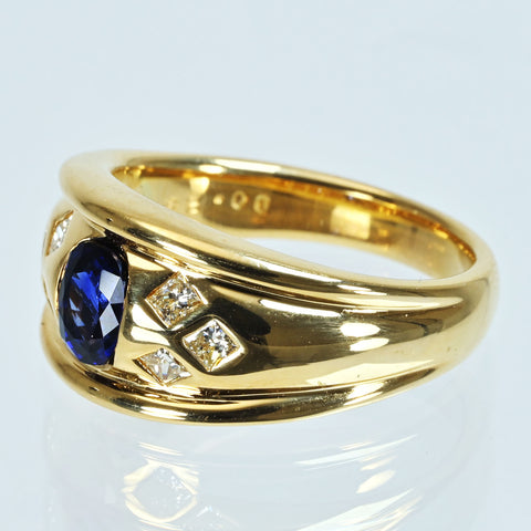 【中古】K18YG SAPPHIRE サファイアリング S0.76xct D0.28ct 9.1g #13