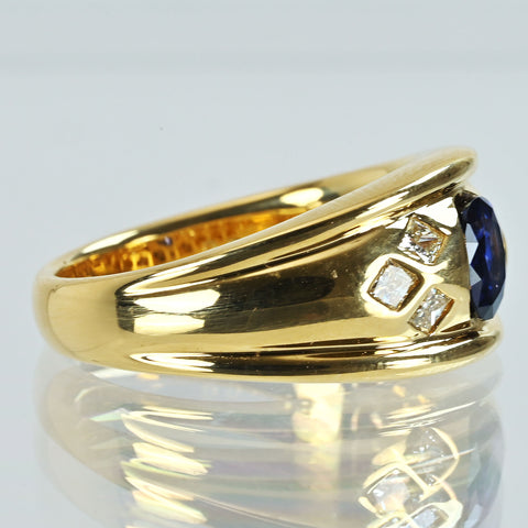 【中古】K18YG SAPPHIRE サファイアリング S0.76xct D0.28ct 9.1g #13