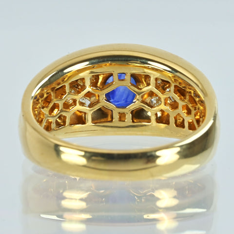 【中古】K18YG SAPPHIRE サファイアリング S0.76xct D0.28ct 9.1g #13