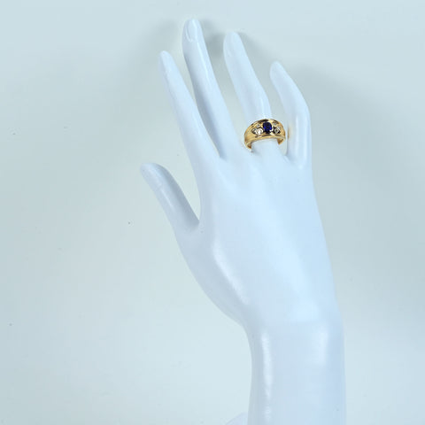 【中古】K18YG SAPPHIRE サファイアリング S0.76xct D0.28ct 9.1g #13