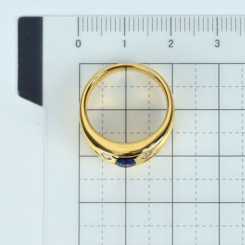 【中古】K18YG SAPPHIRE サファイアリング S0.76xct D0.28ct 9.1g #13