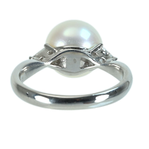 【中古】PT900 PEARL白蝶パールリング 10.3mm D0.19ct 7.0g #14