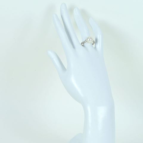 【中古】PT900 PEARL白蝶パールリング 10.3mm D0.19ct 7.0g #14