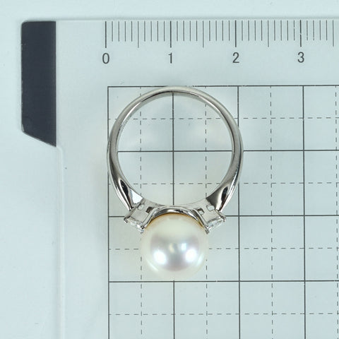 【中古】PT900 PEARL白蝶パールリング 10.3mm D0.19ct 7.0g #14