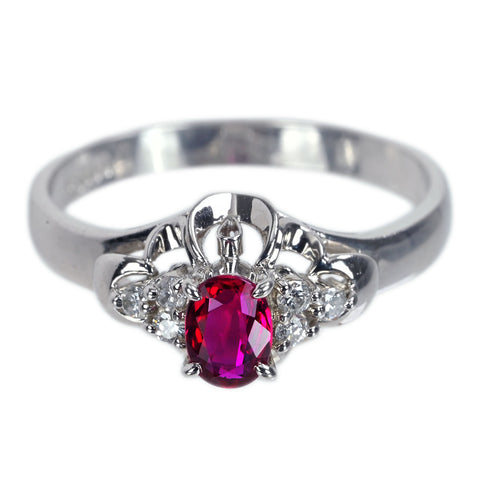 【中古】PT900 RUBY ルビーリング R0.36ct D0.08ct 3.6g #12
