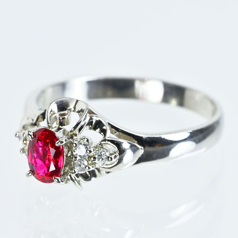 【中古】PT900 RUBY ルビーリング R0.36ct D0.08ct 3.6g #12