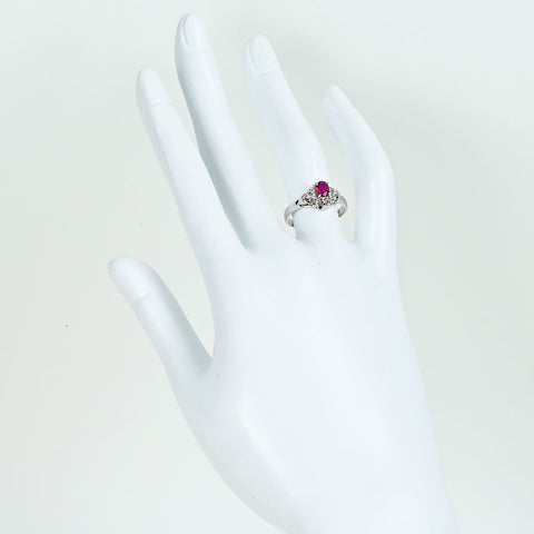 【中古】PT900 RUBY ルビーリング R0.36ct D0.08ct 3.6g #12