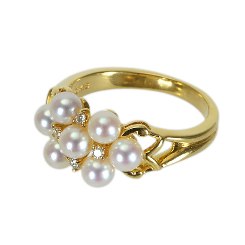 【中古】MIKIMOTO ミキモト K18YG AKOYA PEARLアコヤパールリング DIA 4.2g #10 ONE PRICE