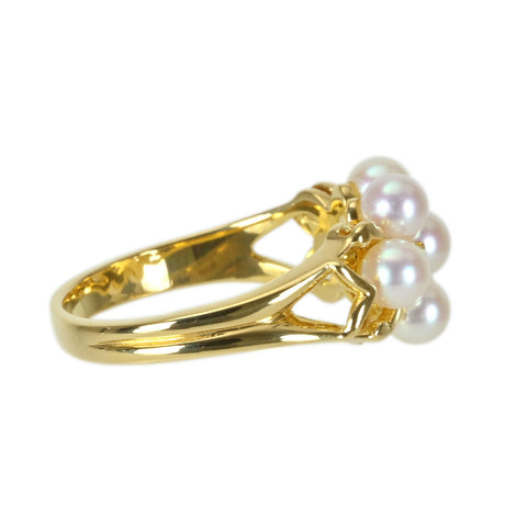 【中古】MIKIMOTO ミキモト K18YG AKOYA PEARLアコヤパールリング DIA 4.2g #10 ONE PRICE