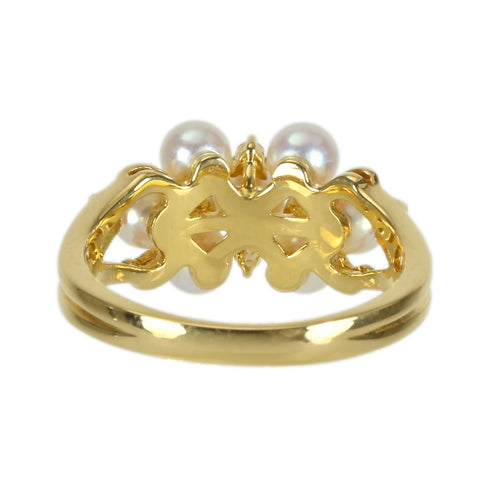 【中古】MIKIMOTO ミキモト K18YG AKOYA PEARLアコヤパールリング DIA 4.2g #10 ONE PRICE