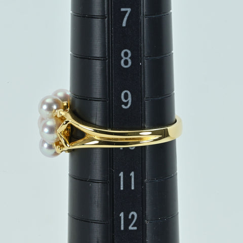 【中古】MIKIMOTO ミキモト K18YG AKOYA PEARLアコヤパールリング DIA 4.2g #10 ONE PRICE