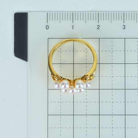 【中古】MIKIMOTO ミキモト K18YG AKOYA PEARLアコヤパールリング DIA 4.2g #10 ONE PRICE