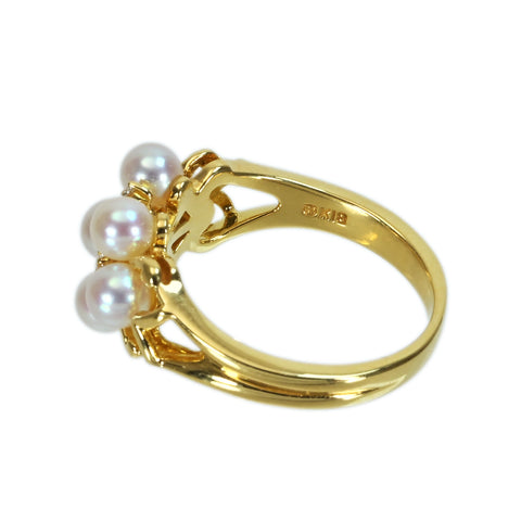 【中古】MIKIMOTO ミキモト K18YG AKOYA PEARLアコヤパールリング DIA 4.2g #10 ONE PRICE
