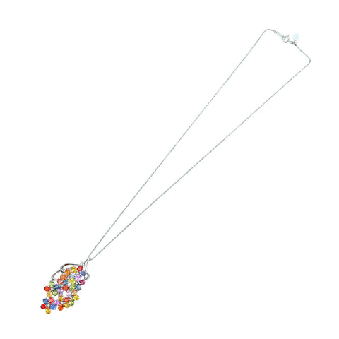 【中古】K18WG SAPPHIRE カラーサファイアペンダントネックレス S10.80ct D0.12ct ソーティング 11.0g