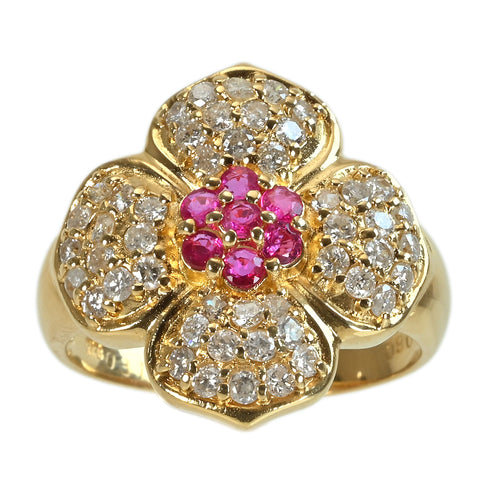 【中古】K18YG RUBY ルビーリング R0.31ct D0.80ct 5.3g #11.5