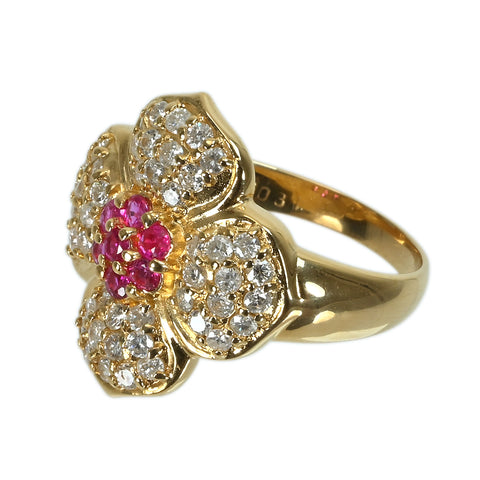 【中古】K18YG RUBY ルビーリング R0.31ct D0.80ct 5.3g #11.5
