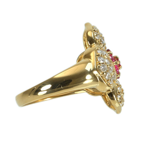 【中古】K18YG RUBY ルビーリング R0.31ct D0.80ct 5.3g #11.5