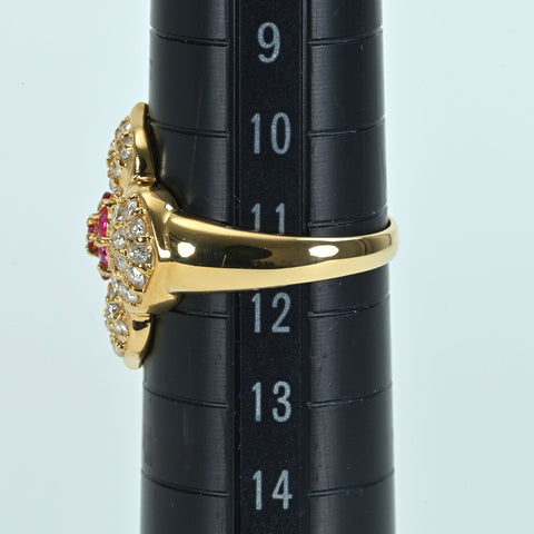 【中古】K18YG RUBY ルビーリング R0.31ct D0.80ct 5.3g #11.5