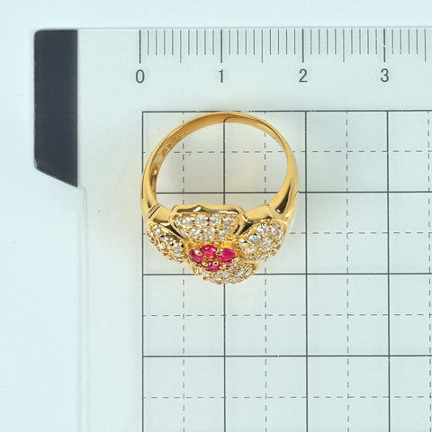 【中古】K18YG RUBY ルビーリング R0.31ct D0.80ct 5.3g #11.5
