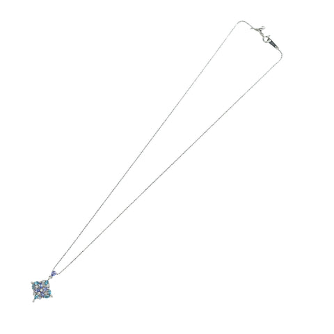 【中古】K18WG MULTIマルチカラーストーンペンダントネックレス D0.08ct 3.7g