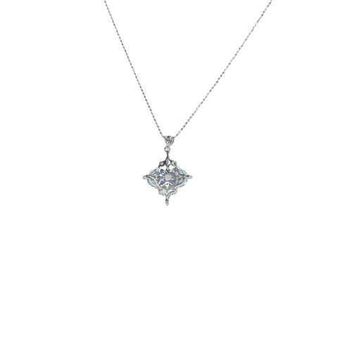 【中古】K18WG MULTIマルチカラーストーンペンダントネックレス D0.08ct 3.7g