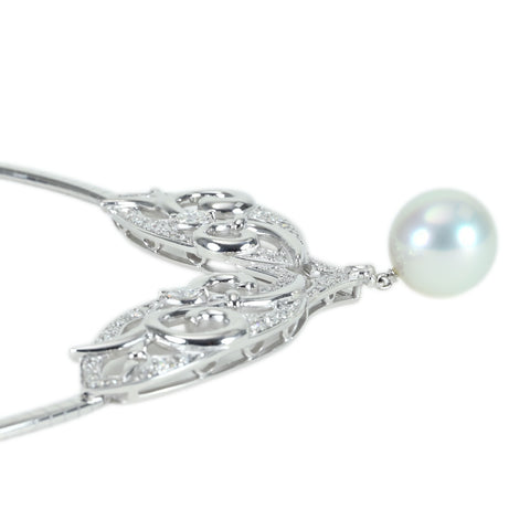 【中古】 K18WG SOUTH SEA PEARL PENDANT NECKLACE 白蝶パールペンダントネックレス P12.5mm D1.26ct 37.6g