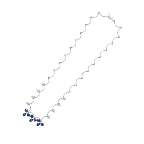 【中古】大森菜穂子 K18WG SAPPHIRE＆DIAMONDSサファイア・ダイヤモンドネックレス S5.18cr D1.10ct 17.8g