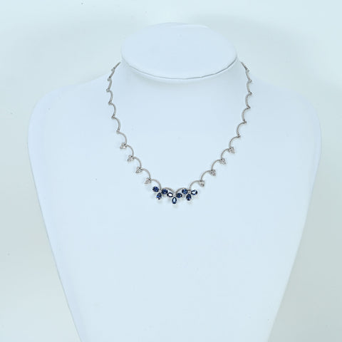 【中古】大森菜穂子 K18WG SAPPHIRE＆DIAMONDSサファイア・ダイヤモンドネックレス S5.18cr D1.10ct 17.8g