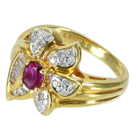 【中古】K18YG SAPPHIRE パープルサファイアリング PS0.41ct D0.43ct CGLソーティング 6.9g #11.5