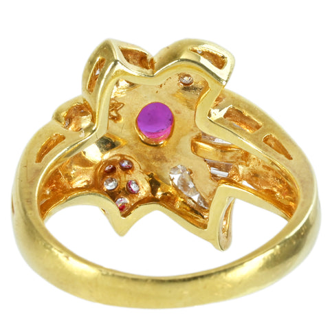 【中古】K18YG SAPPHIRE パープルサファイアリング PS0.41ct D0.43ct CGLソーティング 6.9g #11.5