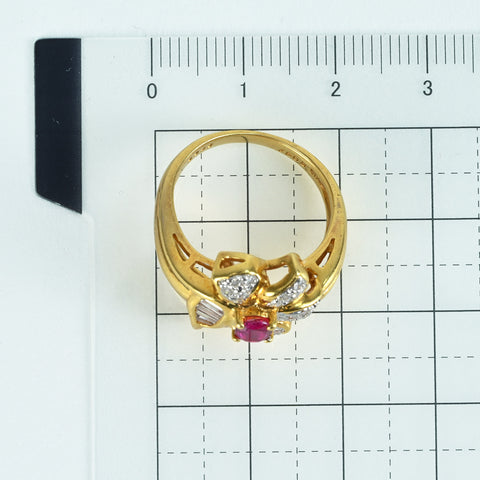 【中古】K18YG SAPPHIRE パープルサファイアリング PS0.41ct D0.43ct CGLソーティング 6.9g #11.5