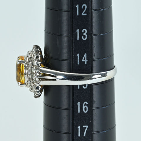 【中古】PT850 SAPPHIRE ゴールデンサファイアリング GS2.34ct D0.55ct 4.7g #15